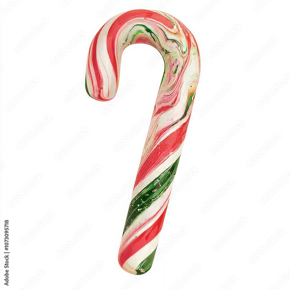 Fototapeta premium Vibrant Marbled Candy Cane Illustration