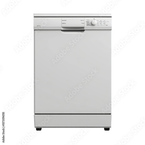 Dishwasher isolated on a white background. The dishwasher is clean and ready to use. PNG Transparent