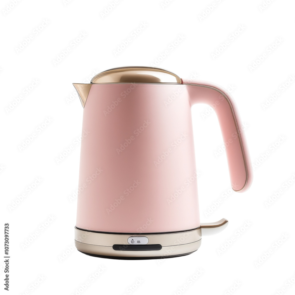 Electric kettle isolated on a white background. The kettle is made of metal and has a handle. PNG Transparent