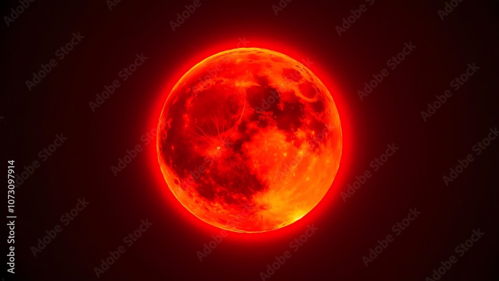 Solar Eclipse full moon concept .Astronomical phenomena,  Lunar eclipse with fiery solar corona illuminating the dark moon ,wallpaper ,moon covering sun in breathtaking phenomenon .Rare mysterious .