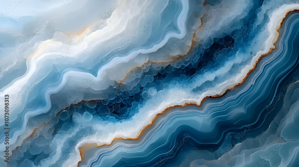 Fototapeta premium Blue and White Agate Stone Abstract Background