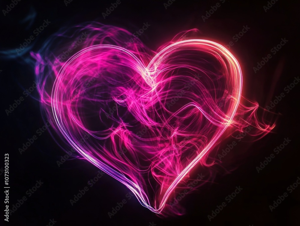 Vibrant Neon Heart with Motion Blur Effects