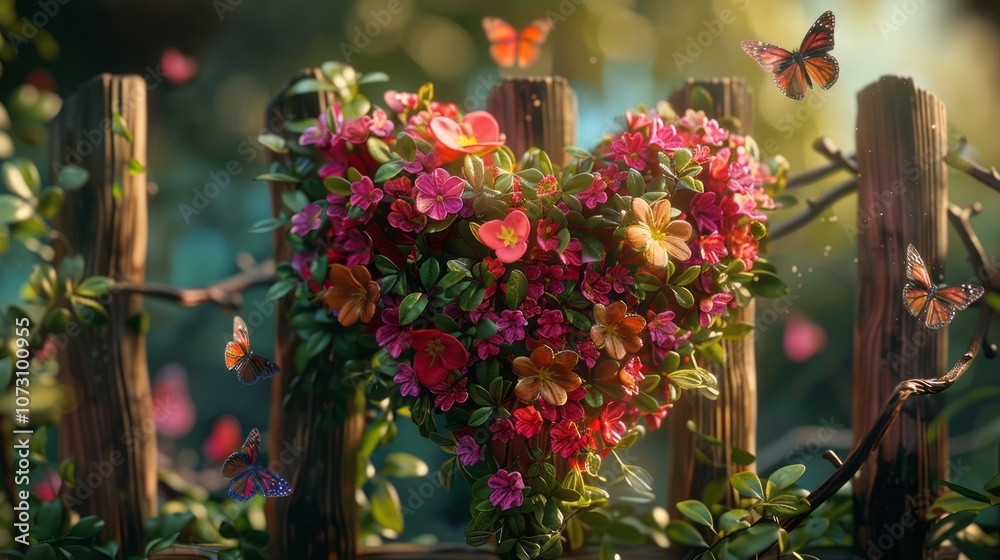 Heart-Shaped Floral Arrangement Hanging with Delicate Blooms Heart-Shaped Floral Arrangement Hanging with Delicate Blooms