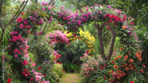 Enchanted Floral Archway of Roses and Blooms photo