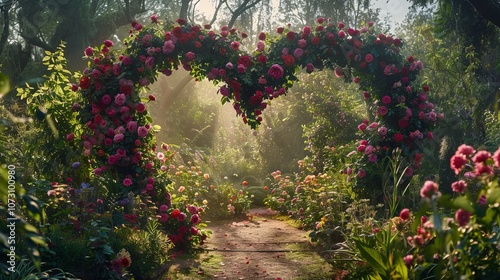 Enchanted Floral Archway of Roses and Blooms photo