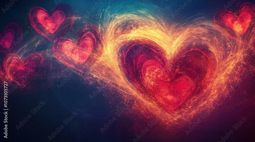 Beautiful Abstract Hearts in Vibrant Colors Beautiful Abstract Hearts in Vibrant Colors