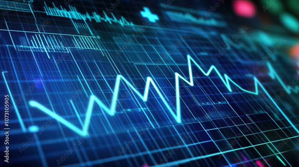 Close-up of Digital Screen Displaying Labor Market Graph with Job Openings and Employment Rates, Set Against Blurred Office Background with Copy Space for Text, Highlighting Economic Trends Close-up of Digital Screen Displaying Labor Market Graph with Job Openings and Employment Rates, Set Against Blurred Office Background with Copy Space for Text, Highlighting Economic Trends