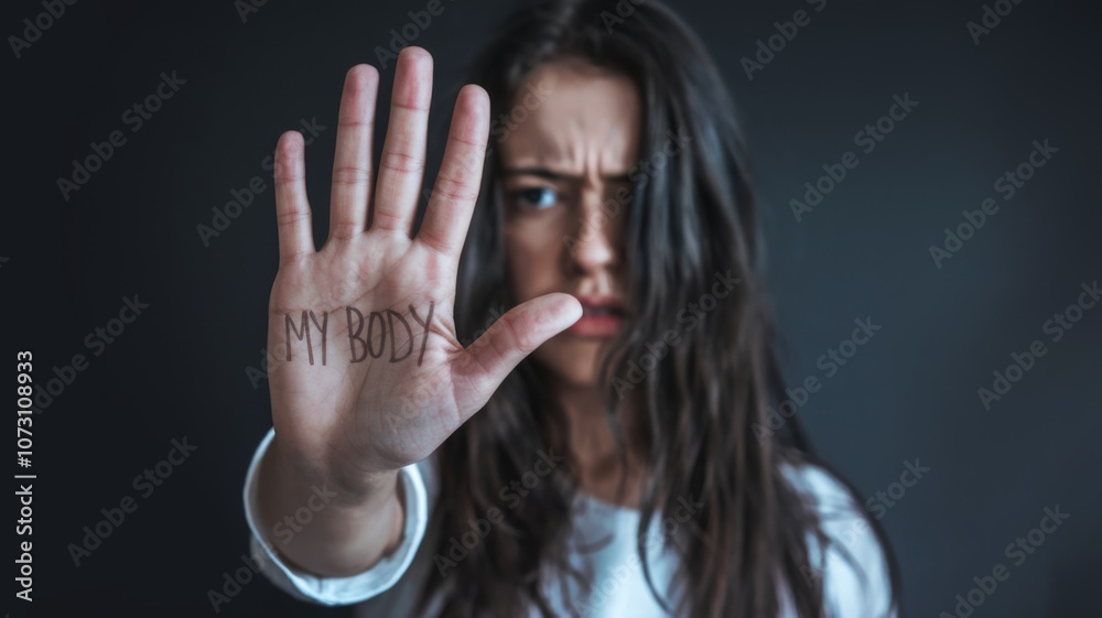 Young Woman Expressing Bodily Autonomy with Young Woman Expressing Bodily Autonomy with