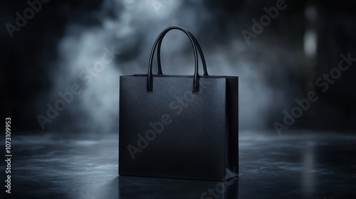 Elegant Dark Themed Shopping Bag on Mysterious Background