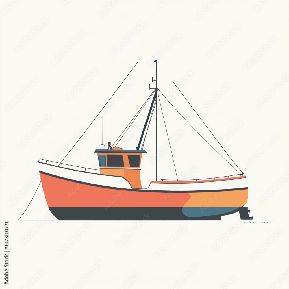 Fishing Boat Illustration - Simple Design