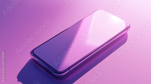 A 3D render of a cartoon a smartphone with a blank screen, set against a vibrant purple background.