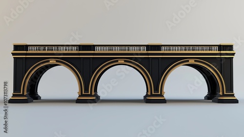 Elegant Black and Gold Bridge Design with Arches