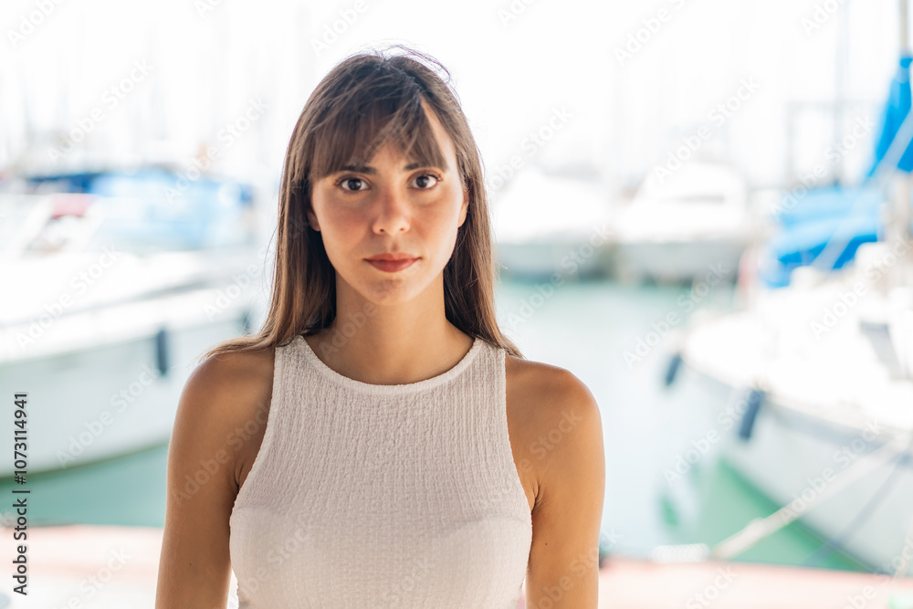 Young woman at outdoors . Portrait Young woman at outdoors . Portrait