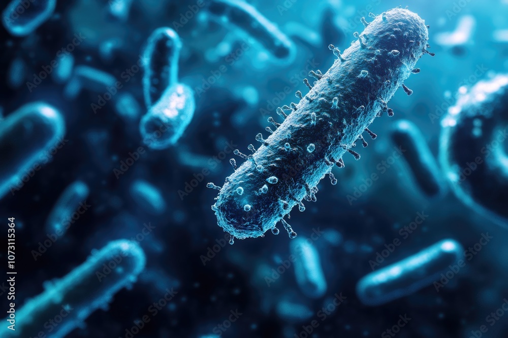 Bunch of bacteria are floating in the air. The bacteria are small and are spread out in different directions Bunch of bacteria are floating in the air. The bacteria are small and are spread out in different directions