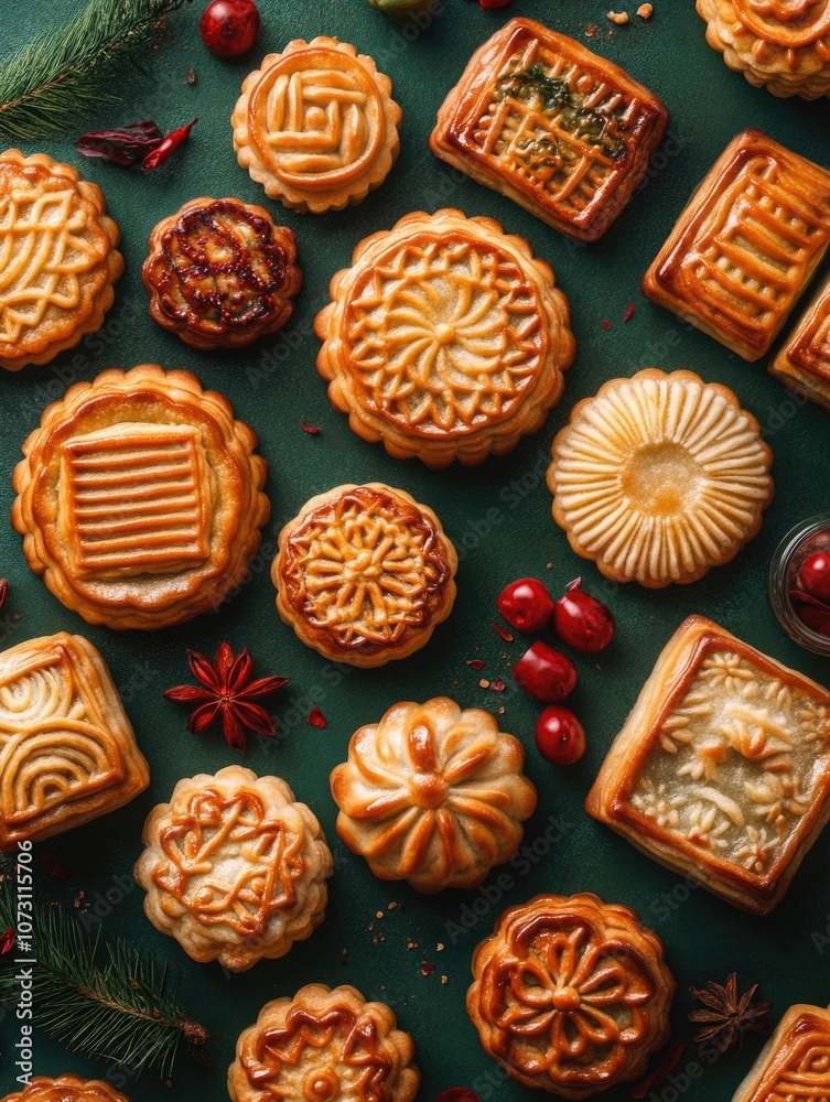 Collection of traditional English biscuits and pastries for holiday celebration. Collection of traditional English biscuits and pastries for holiday celebration.