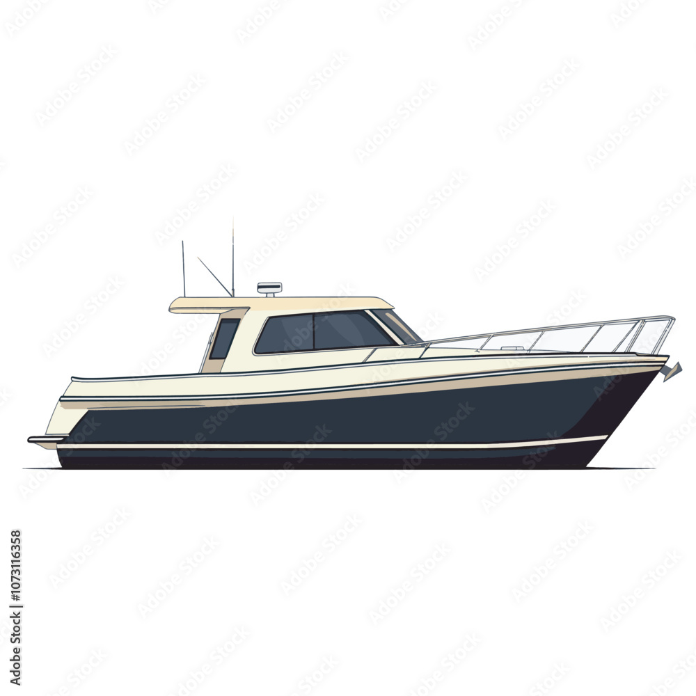 Luxury Motor Yacht - White and Black Design Luxury Motor Yacht - White and Black Design
