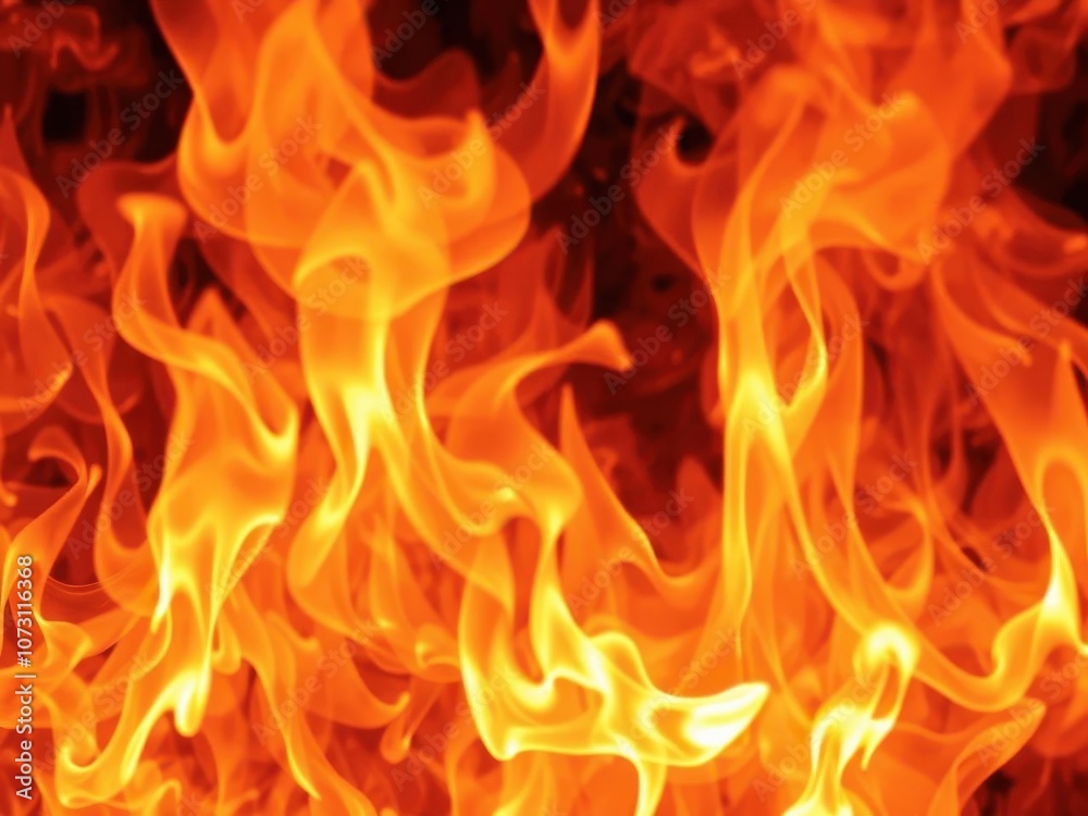 Abstract fire flames background with vibrant orange, red, and yellow colors blending together in a dynamic and eye-catching display, burning, blazing