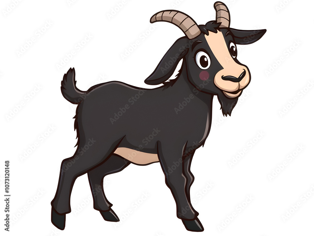 A cute cartoon goat with big eyes and a friendly smile A cute cartoon goat with big eyes and a friendly smile