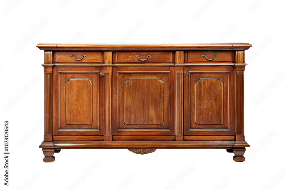 Wooden sideboard isolated on white background. PNG Transparent