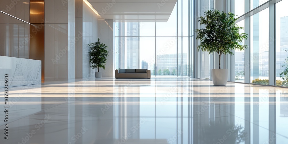 Fototapeta premium Living Room With Couch And Potted Plant