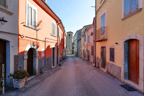 A road between the old houses of Sepino, a village in Molise, Italy.