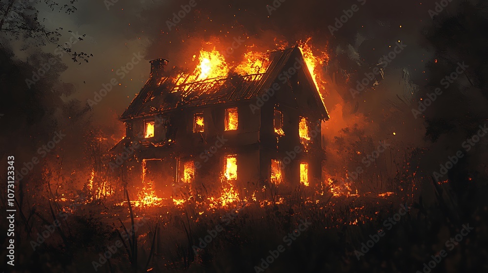 Burning House in the Night Burning House in the Night