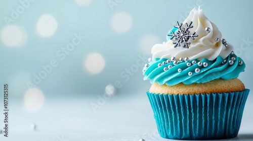 Create delightful christmas dessert cupcakes with festive blue and white frosting for your holiday celebration