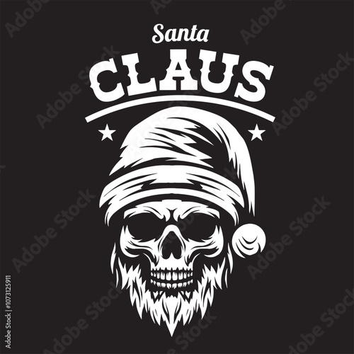 Vintage illustration of santa claus skull head logo