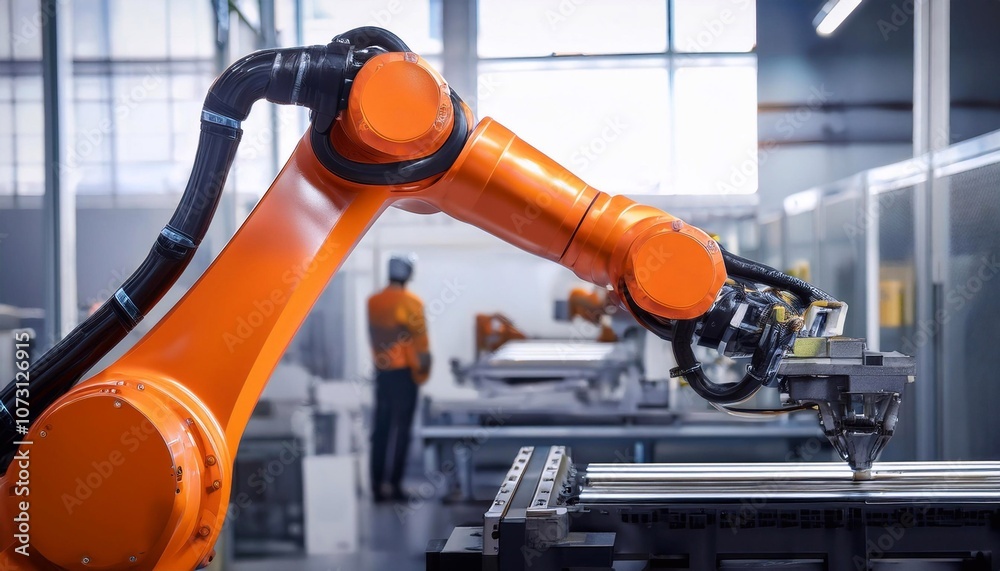 Robots welding in a production line Robots welding in a production line