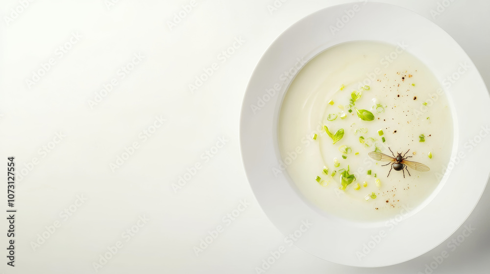 Fly insect fall in the soup plate Fly insect fall in the soup plate