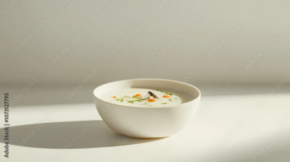 Fly insect fall in the soup plate Fly insect fall in the soup plate