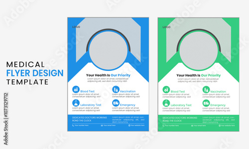 corporate healthcare and medical flyer design template, in A4 size ,creative professional leaflet or poster design layout.