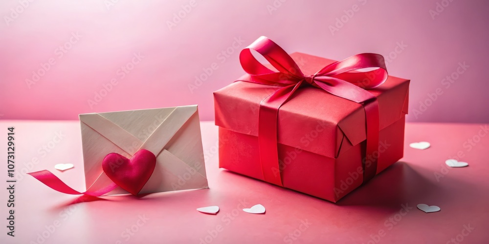 Red Gift Box and Greeting Card on a Soft Pink Background Perfect for Celebrations, Birthdays, or Special Occasions Captured in a Charming and Inviting Composition Red Gift Box and Greeting Card on a Soft Pink Background Perfect for Celebrations, Birthdays, or Special Occasions Captured in a Charming and Inviting Composition