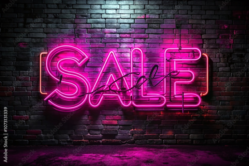Obraz premium Urban Exploration Photography featuring Pink Fluorescent Neon Glowing Text 