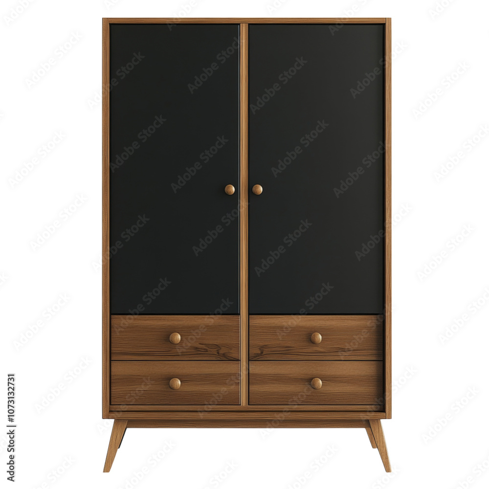 A wooden wardrobe isolated on white background. The cabinet is made of wood and has a brown color. PNG Transparent A wooden wardrobe isolated on white background. The cabinet is made of wood and has a brown color. PNG Transparent