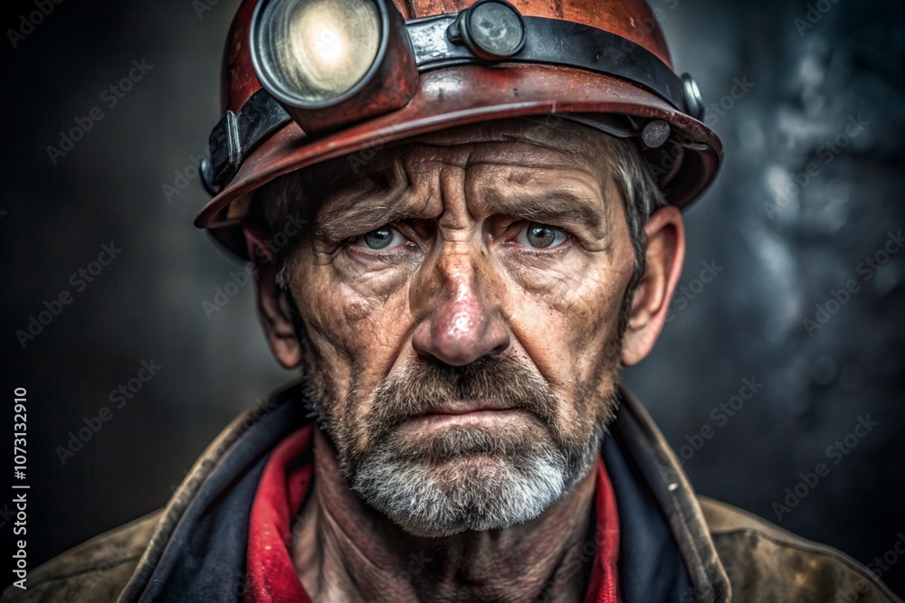 A man with a hard hat on his head and a blue face A man with a hard hat on his head and a blue face