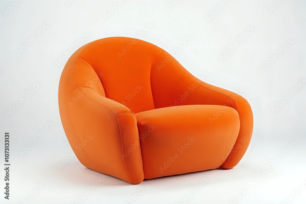 Bold and Vibrant: An Orange Velvet Chair in a Minimalist Setting Bold and Vibrant: An Orange Velvet Chair in a Minimalist Setting