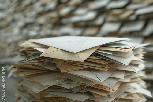 A large pile of mail letters, an overloaded room full of unopened mail envelopes being stacked