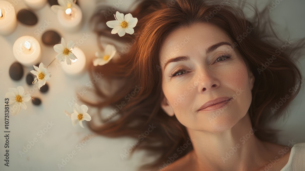 The Serene Woman with Flowers The Serene Woman with Flowers