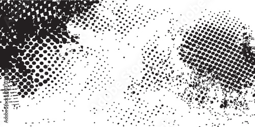 WebGrunge halftone black dost texture background. Vector halftone dots background. Black and white comic pattern.Vertical gradient halftone dots background. 