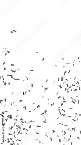 silver confetti explosion, vertical format - 3D rendering - 4k