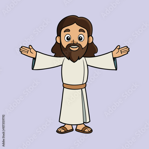 Jesus arms outstretched Vector illustration - Cute Jesus Christ Clipart Design 