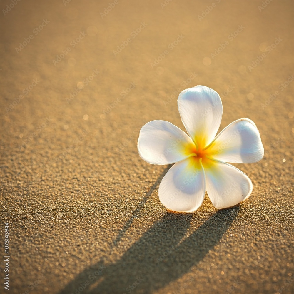 Frangipani Flower with Shadow on Sand Frangipani Flower with Shadow on Sand