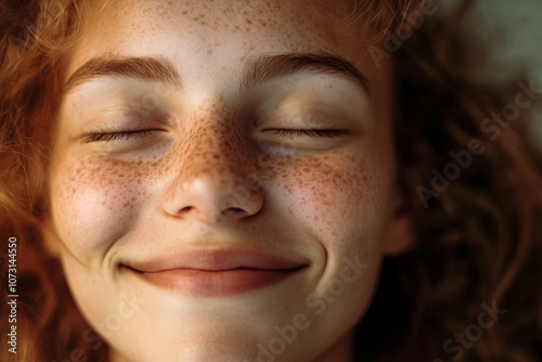 Close-up of a smiling face on a neutral background.