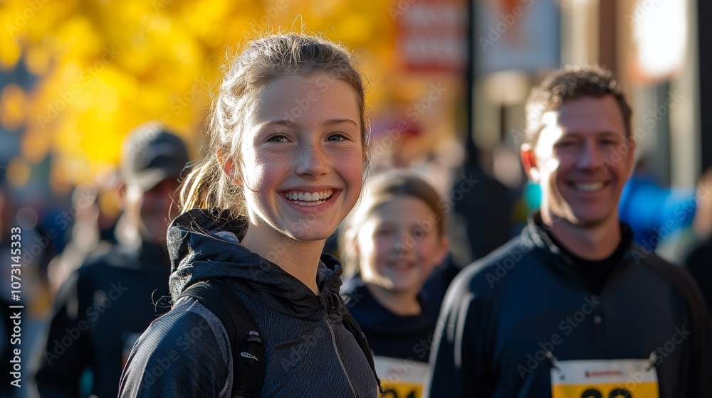 Family Participating in a Charitable Running or Walking Event for a Good Cause