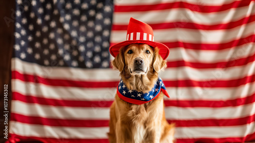 Patriotic Dog Celebrating the Fourth of July in Style and Spirit