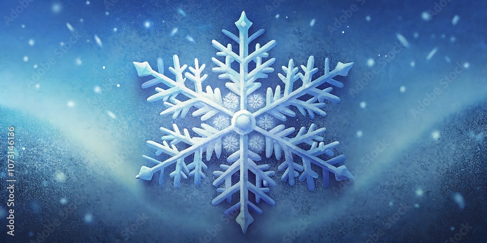 Fototapeta premium Frosted Glass Texture with Delicate Snowflake , Snowflake Background
