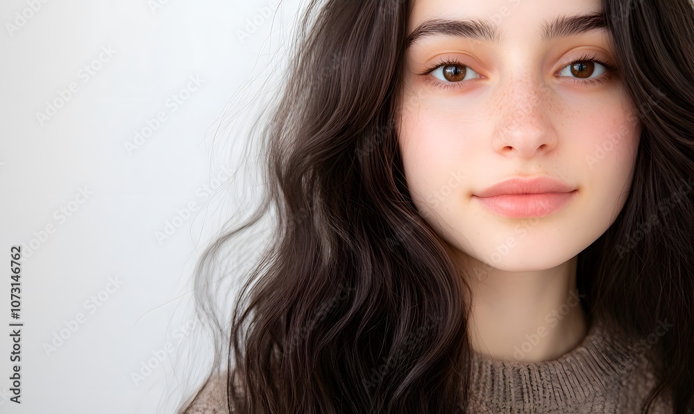 beautiful brunette woman with long brown hair, Generative AI beautiful brunette woman with long brown hair, Generative AI
