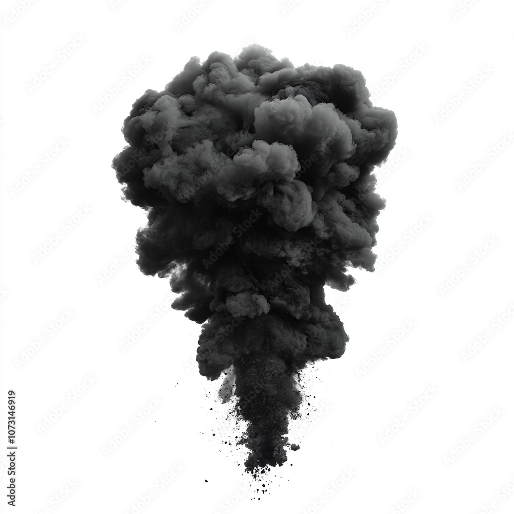 Black smoke isolated on a white background Black smoke isolated on a white background