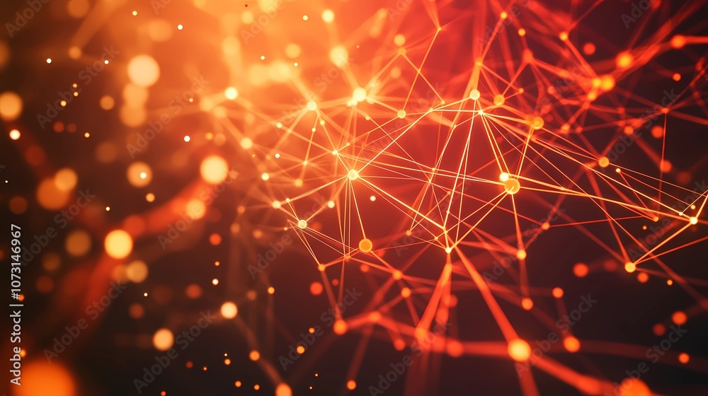 Fototapeta premium Abstract neural pattern with intersecting lines and glowing points, depicting interconnected pathways of digital intelligence and AI development